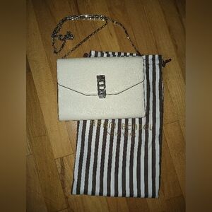 Henri bendel Winter White Crossbody Bag Silver Chain And Accents.
